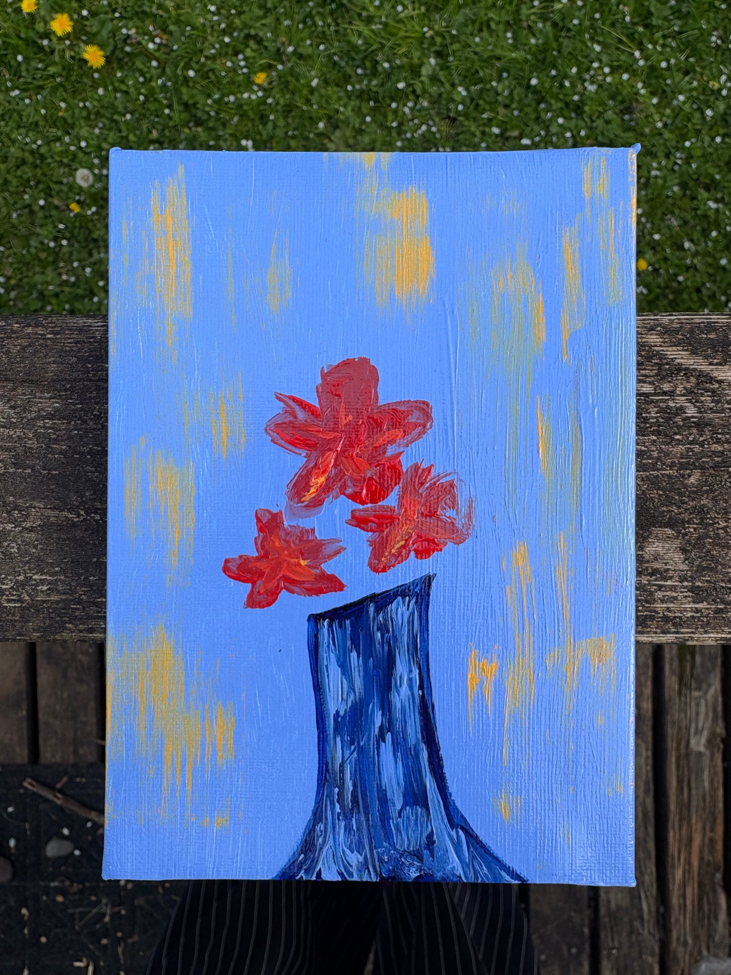 Red Flowers, 5x7 Inch Original