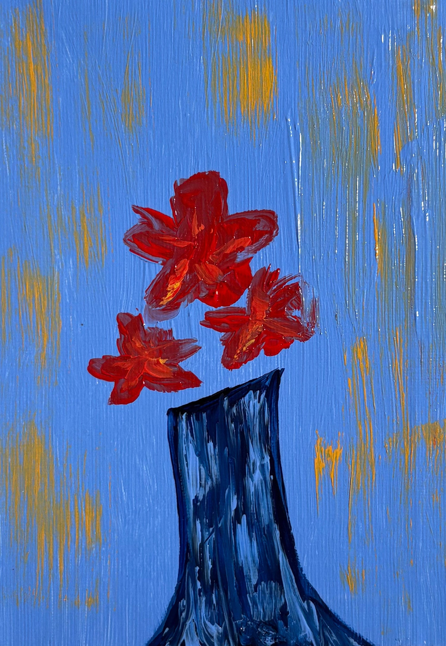 Red Flowers, 5x7 Inch Original