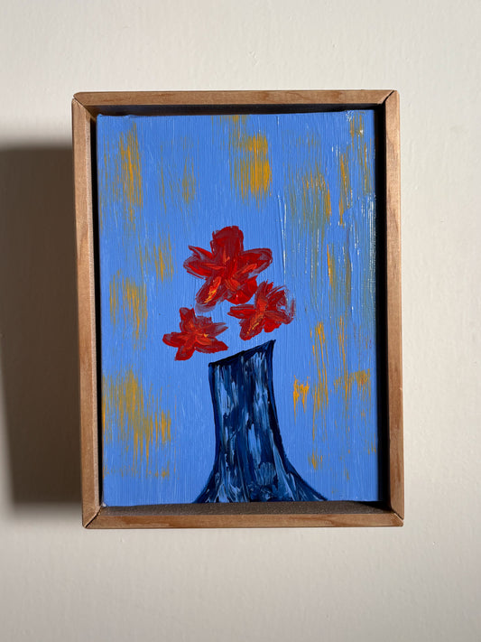 Red Flowers, 5x7 Inch Original