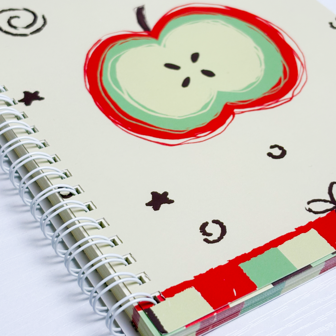 Whimsy Apple Spiral Notebook, A5